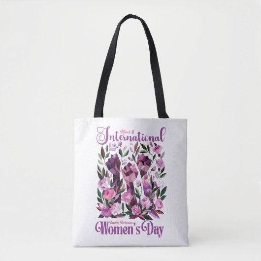 Internationale Vrouwendag Bloemenvuisten 8 maart Tote Bag (Voorkant)