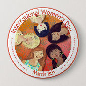 Internationale Vrouwendag - Divers portret geschil Ronde Button 4,0 Cm (Voorkant)