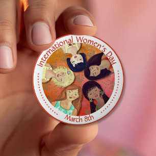 Internationale Vrouwendag - Divers portret geschil Ronde Button 4,0 Cm
