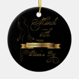 Internationale Vrouwendag - Elegant Gold - Aanpass Keramisch Ornament