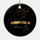 Internationale Vrouwendag - Elegant Gold - Aanpass Keramisch Ornament (Achterkant)