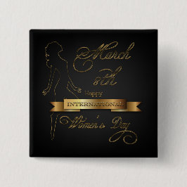 Internationale Vrouwendag Elegant Gold Vierkante Button 5,1 Cm