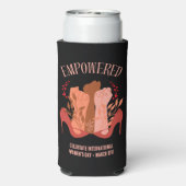 Internationale Vrouwendag EMPOWERED Fists Stiletto Seltzer Blikjeskoeler (Seltzer Achterkant)