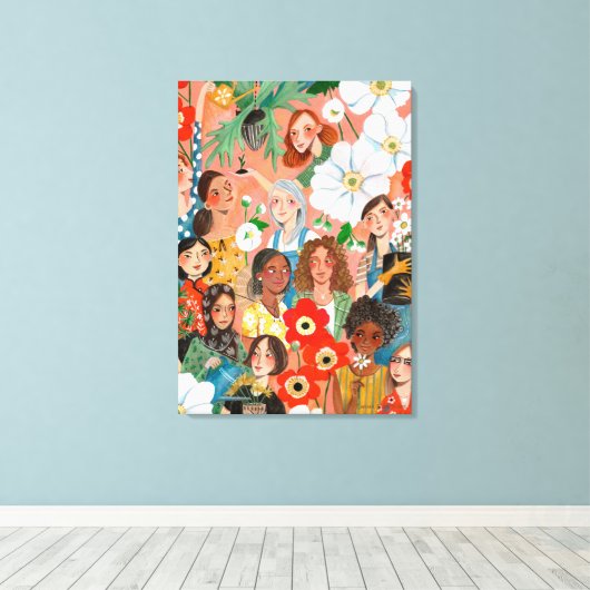 Internationale vrouwendag florale poster canvas afdruk (Insitu (Houten vloer))