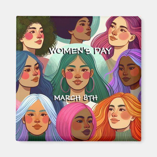 Internationale Vrouwendag gelijkheid en diversitei Magneet (Voorkant)