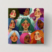 Internationale Vrouwendag gelijkheid en diversitei Vierkante Button 5,1 Cm (Voorkant)