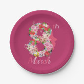 Internationale Vrouwendag Gelukkige Vrouwendag 8 2 Papieren Bordje (Voorkant)