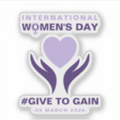 Internationale Vrouwendag Give To Gain 2026 Sticker (Voorkant)