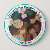 Internationale Vrouwendag Illustratie kleurrijk Ronde Button 4,0 Cm (Voorkant)