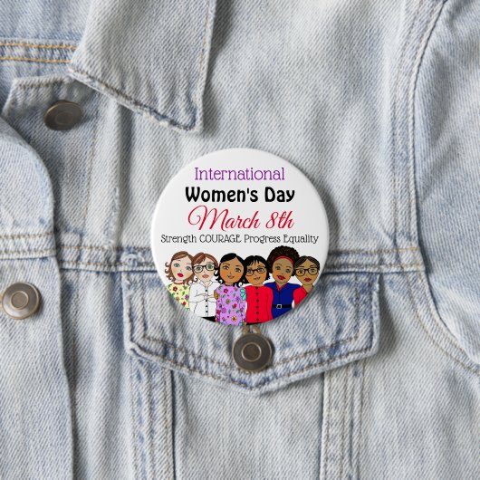 Internationale Vrouwendag is 8 maart Ronde Button 7,6 Cm (In situ)