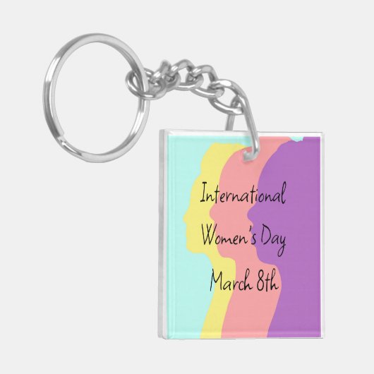 Internationale Vrouwendag is 8 maart Sleutelhanger (Voorkant Links)