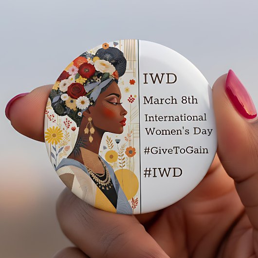 Internationale Vrouwendag | IVD #GivetoGain Ronde Button 5,7 Cm