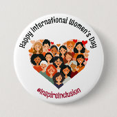 Internationale Vrouwendag | IWD 8 maart | Hart Ronde Button 7,6 Cm (Voorkant)