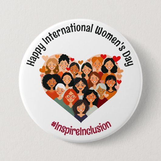 Internationale Vrouwendag | IWD 8 maart | Hart Ronde Button 7,6 Cm (Voorkant)