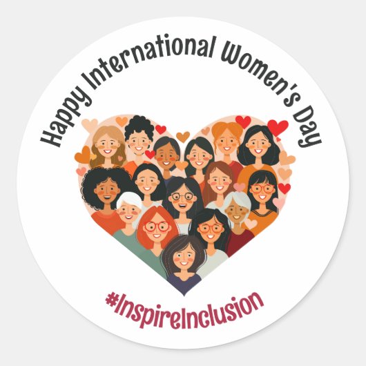 Internationale Vrouwendag | IWD 8 maart | Hart Ronde Sticker (Voorkant)