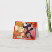 Internationale Vrouwendag Kunst Sinaasappel Rood Feestdagen Kaart (Voorkant)