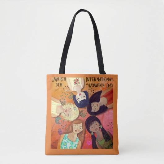 Internationale Vrouwendag Kunst Sinaasappel Roze T Tote Bag (Voorkant)