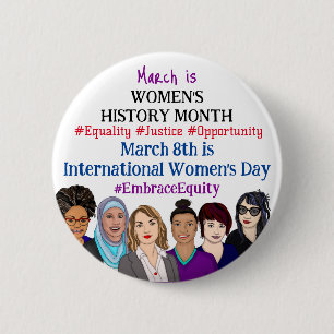 Internationale Vrouwendag: maart Ronde Button 5,7 Cm
