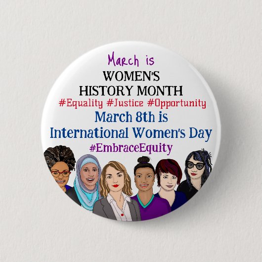 Internationale Vrouwendag: maart Ronde Button 5,7 Cm (Voorkant)