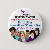 Internationale Vrouwendag: maart Ronde Button 5,7 Cm (Voorkant)
