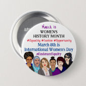 Internationale Vrouwendag: maart Ronde Button 7,6 Cm (Voorkant /achterkant)