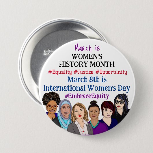 Internationale Vrouwendag: maart Ronde Button 7,6 Cm (Voorkant /achterkant)