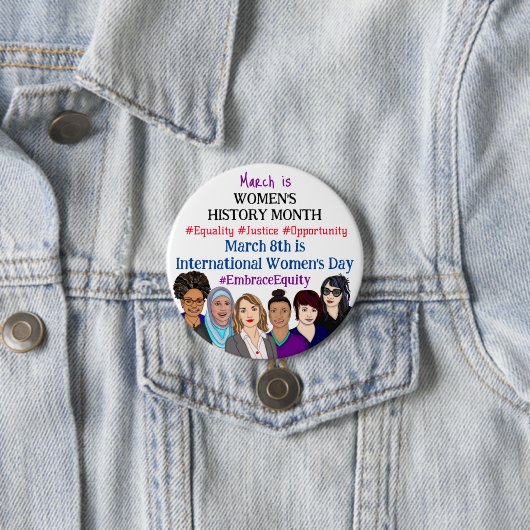 Internationale Vrouwendag: maart Ronde Button 7,6 Cm (In situ)