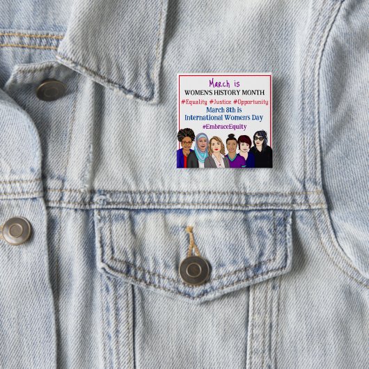 Internationale Vrouwendag: maart Vierkante Button 5,1 Cm (In situ)