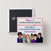 Internationale Vrouwendag: maart Vierkante Button 5,1 Cm (Voorkant /achterkant)