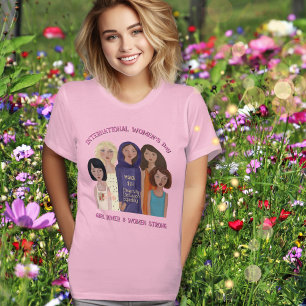 Internationale Vrouwendag Meisjeskracht roze T-shirt
