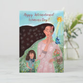 Internationale Vrouwendag met een klein meisje Kaa Feestdagenkaart (Staand voorkant)