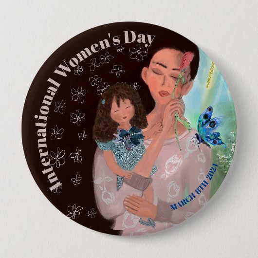 Internationale Vrouwendag met een meisje Button (Voorkant)