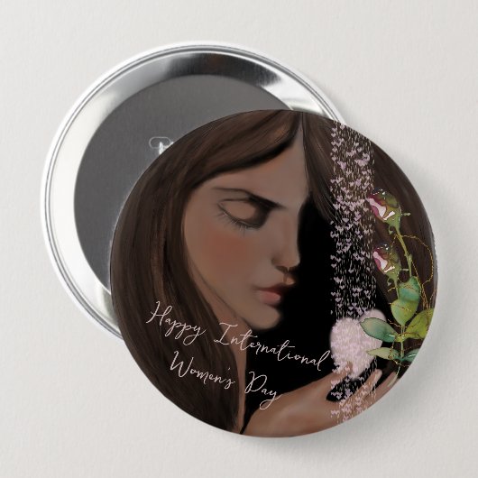 Internationale Vrouwendag met Hart Button (Voorkant /achterkant)