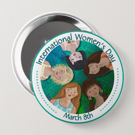 Internationale Vrouwendag met verschillende karakt Ronde Button 4,0 Cm (Voorkant /achterkant)
