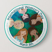 Internationale Vrouwendag met verschillende karakt Ronde Button 4,0 Cm (Voorkant)