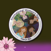 Internationale Vrouwendag multi-etnisch portret Ronde Button 4,0 Cm