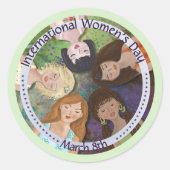Internationale Vrouwendag multi-etnisch portret Ronde Sticker (Voorkant)