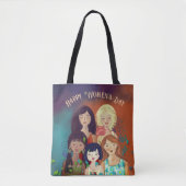 Internationale Vrouwendag multi-etnisch portret Tote Bag (Voorkant)