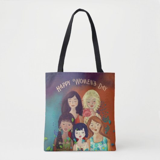 Internationale Vrouwendag multi-etnisch portret Tote Bag (Voorkant)