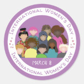 Internationale Vrouwendag Paarse wittebokken Ronde Sticker (Voorkant)