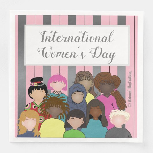 Internationale Vrouwendag papieren servetten (Voorkant)