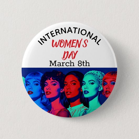 Internationale Vrouwendag | Pop Art Ronde Button 5,7 Cm (Voorkant)