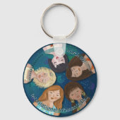 Internationale Vrouwendag Portretten blauw Sleutelhanger (Voorkant)