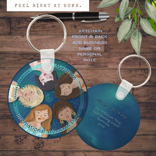 Internationale Vrouwendag Portretten blauw Sleutelhanger