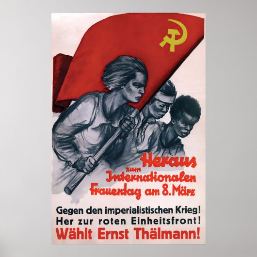 Internationale Vrouwendag Poster Duitse KPD Oorlog (Voorkant)