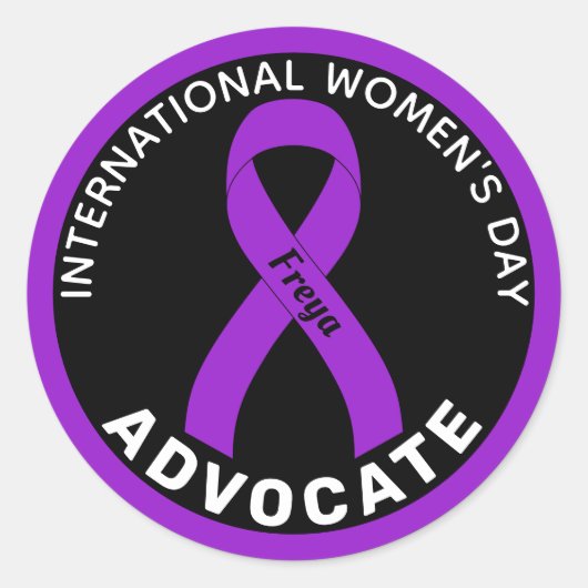 Internationale Vrouwendag - Ribbon Black Ronde Sticker (Voorkant)