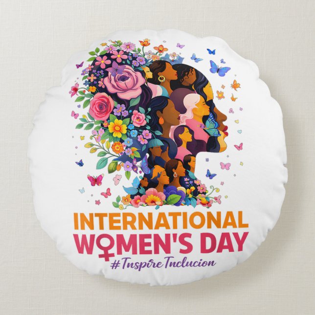 Internationale Vrouwendag Rond Kussen (Voorkant)