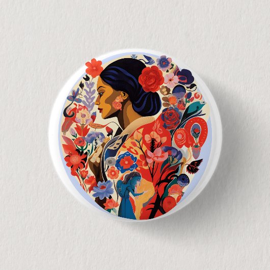 Internationale Vrouwendag Ronde Button 3,2 Cm (Voorkant)