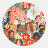 Internationale Vrouwendag Ronde Sticker (Voorkant)