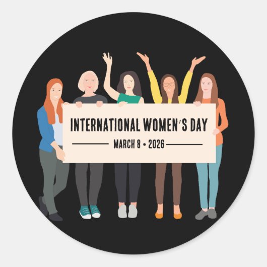 Internationale Vrouwendag Ronde Sticker (Voorkant)